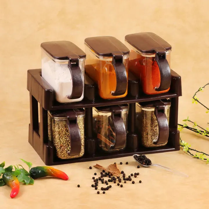 PACK OF 6 PCS JARS FOR KITCHEN ORGANIZER SPICE MASALA BOX RACK JAR PREMIUM QUALITY Kitchen Canisters & Jars